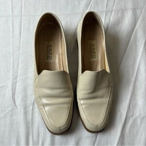 Enzo Angiolini Off-White Leather Slip-On Loafers